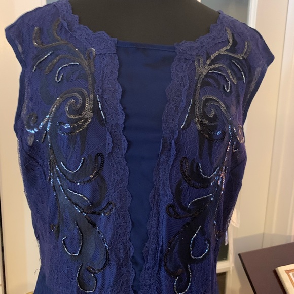 Reba Navy Blue Embellished Dress - Picture 3 of 16